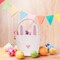 Large Easter Bunny Basket for Kids – Woven Cotton Rope Basket with Gift Bag & Ribbon – Pink, Empty Basket for Eggs, Candy, Toys & Home Décor